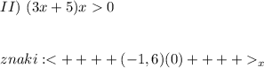 II) \ (3x+5)x0  znaki: _x