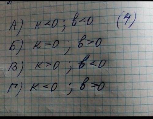 3. Какой знак имеют коэффициенты ku bу функции у = kx+b. Выбери верные ответы. ) a) b) C) ми 4 Т. k&