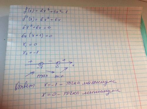 Найти стационарные точки функции f(x) = 2x^3 + 3x^2 - 1 распишите , от (