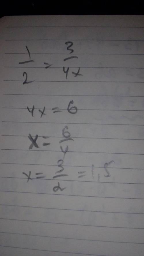 Найдите x если 1:2=3:4x