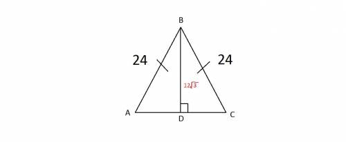 В равнобедренном треугольнике ABC с основанием AC боковая сторона АВ равна 24 см, а высота BD, прове