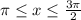 \pi \leq x\leq \frac{3\pi }{2}