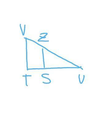 Известно, что ΔUVT подобен ΔUZS и коэффициент подобия k= 0,2. 1. Если SU= 40, то TU= . 2. Если VT= 1