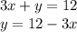 3x + y = 12\\y = 12 - 3x