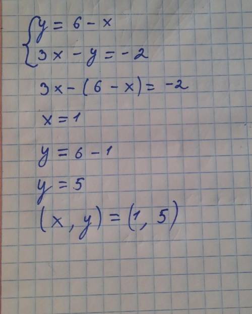 4. Решите систему уравнений графическим : y = 6-х 3х - у = -2.