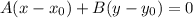 A(x-x_{0}) + B(y-y_{0}) = 0