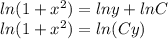 ln(1+x^2)=lny+lnC\\ln(1+x^2)=ln(Cy)