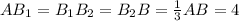 AB_{1} =B_1B_2=B_2B=\frac{1}{3} AB=4