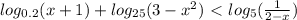 log_{0.2}(x+1)+log_{25}(3-x^{2})\ \textless \ log_{5}(\frac{1}{2-x})