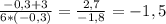\frac{-0,3+3}{6*(-0,3)} =\frac{2,7}{-1,8} =-1,5