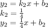 y_{2} = k_{2}x + b_{2} \\ k_{2} = \frac{1}{4} \\ y_{2} = \frac{1}{4} x + b_{2}