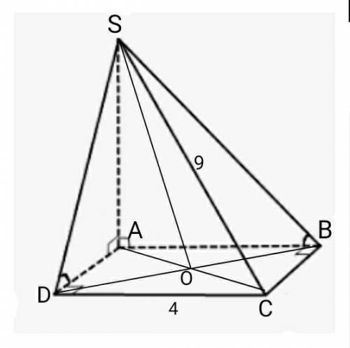 в основании пирамиды sabcd лежит квадрат. высота пирамиды sa перпендикулярна основанию. найдите расс