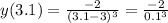 y(3.1)=\frac{-2}{(3.1-3)^3}=\frac{-2}{0.1^3}