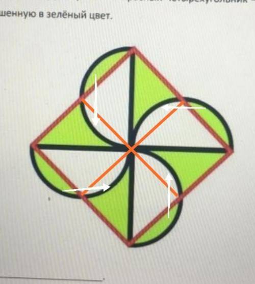 18. Радиусы всех полукругов равны 7. Красный четырёхугольник — квадрат. Найдите площадь, окрашенную