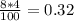 \frac{8*4}{100} = 0.32