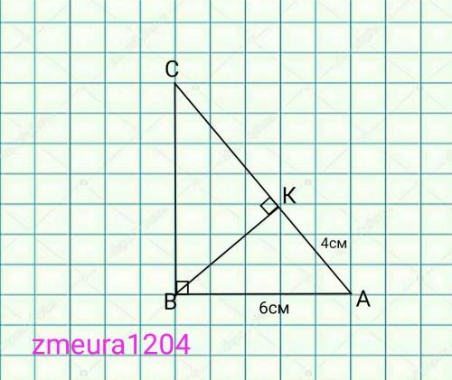 Катет прямоугольного треугольника равен 6 см,а его про- екция на гипотенузу 4 см. Найдите гипотенузу