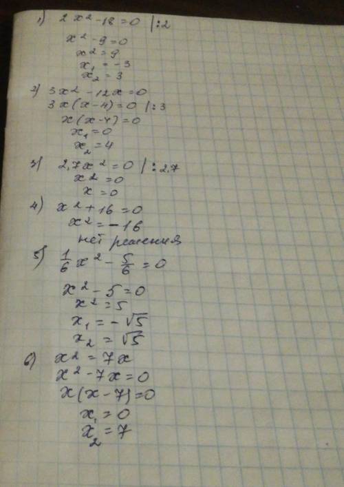 неполные квадратные уравнения