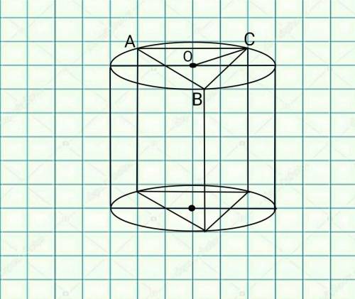 В цилиндр вписана прямая призма, в основании которой - треугольник ABC со стороной AB = 8 см и углам