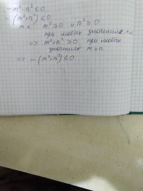 Докажите, что многочлен -m^2-n^2≤0