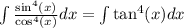 \int \frac{ \sin^{4}(x ) }{ \cos^{4} (x) } dx = \int \tan^{4} (x) dx
