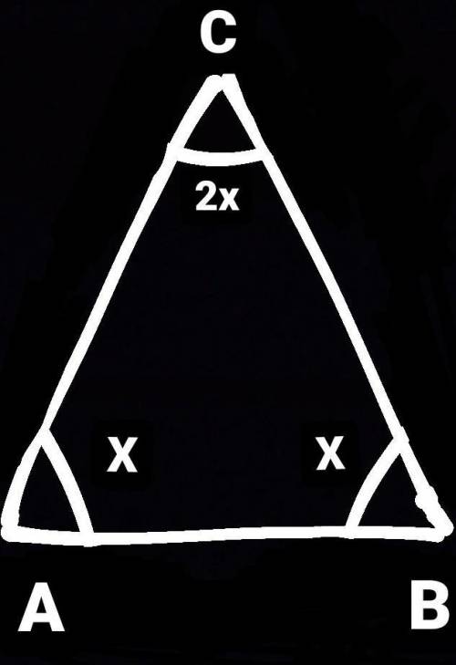 в равнобедренном треугольнике ABC (АВ- основание) угол С в 2 раза больше угла А. найди углы треуголь