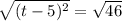 \sqrt{(t-5)^2} =\sqrt{46} \\