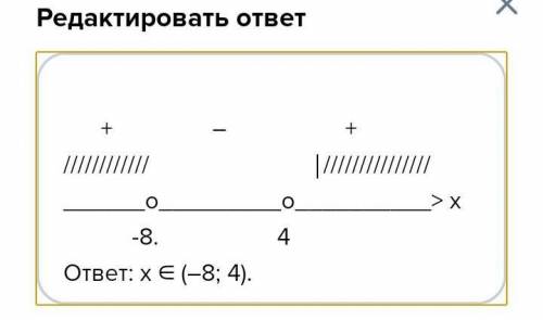 Решить неравенство используя метод интервалов (х+8)(х-4)<0