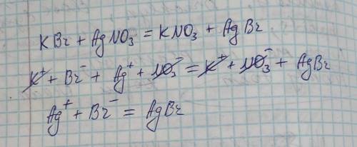 Напишите полное и сокращение ионное уравнение KBr+AgNo3=KNO3+AgBr
