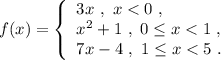 f(x)=\left\{\begin{array}{l}3x\ ,\ x