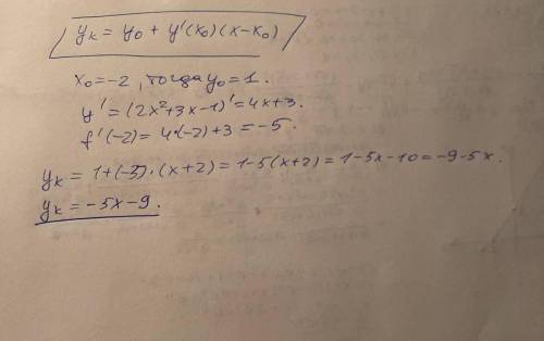 Напишите уравнение касательной к графику функции в точке
