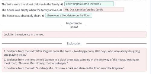 The Canterville Ghost (abstract 2) Click why these statements are not true. The twins were the eldes