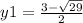 y1=\frac{3-\sqrt{29} }{2} &#10;