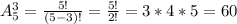 A_5^3=\frac{5!}{(5-3)!}=\frac{5!}{2!}=3*4*5=60