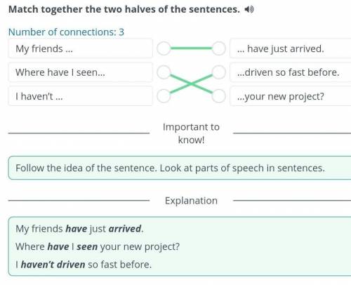 Match together the two halves of the sentences. 1) Number of connections: 3 My friends ... ... have