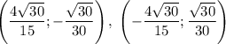 \left(\dfrac{4\sqrt{30}}{15};-\dfrac{\sqrt{30}}{30}\right),\;\left(-\dfrac{4\sqrt{30}}{15};\dfrac{\sqrt{30}}{30}\right)