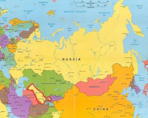 На политической карте Евразии найдите Республику Узбекистан. Характеризуйте географическое положение