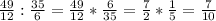 \frac{49}{12} :\frac{35}{6} = \frac{49}{12} * \frac{6}{35} = \frac{7}{2} *\frac{1}{5} =\frac{7}{10}