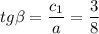 tg\beta =\dfrac{c_1}{a} =\dfrac{3}{8}