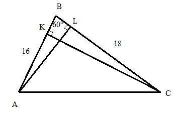 дві сторони трикутника дорівнюють 16 і 18 см, а кут між ними 60 градусів. Знайдіть висоти, проведені