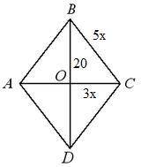 Сторона ромба відноситься до однієї з його діагоналей як 5 до 6,друга діагональ 40см.Знайти периметр