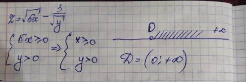 Найти область определения функции z=sqrt5x-3/sqrty