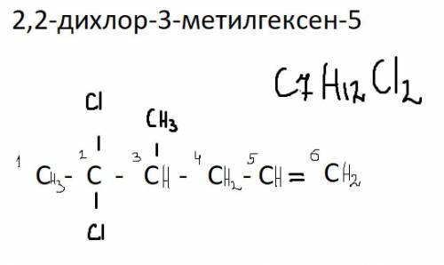 Составить формулу 2,2-дихлор-3-метилдиксен-5