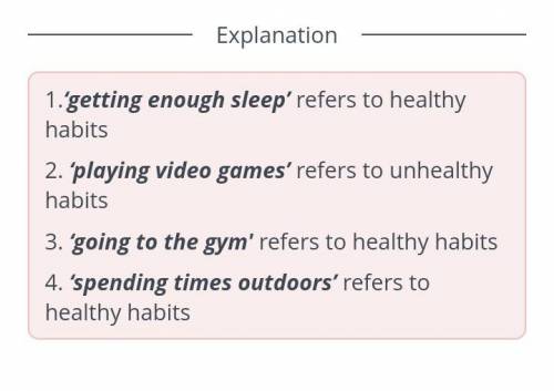 Healthy habits Drag the words to appropriate space (healthy/unhealthy habits). Healthy habits going
