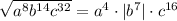 \sqrt{a^8b^{14}c^{32}}=a^4\cdot |b^7|\cdot c^{16}