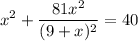\displaystyle\\x^2+\frac{81x^2}{(9+x)^2} =40