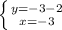 \left \{ {{y=-3-2} \atop {x=-3}} \right.