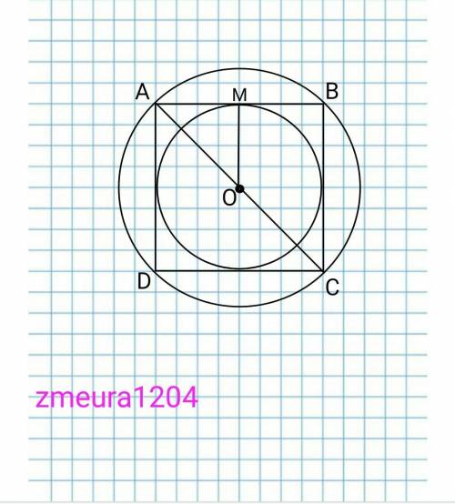 длина окружности описанной около квадрата равна 24п см найдите длину окружности и площядь круга впис