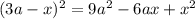 (3a-x)^{2} = 9a^{2}-6ax+x^{2}