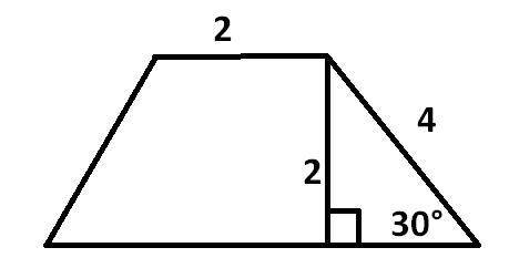 Боковая сторона трапеции равна 4, а один из прилегающих к ней углов равен 30°. Найдите площадь трапе