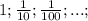 1;\frac{1}{10};\frac{1}{100};...;